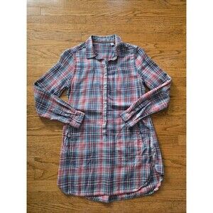 Toad and Co Women's Small Flannel Plaid Tunic Dress With Pockets Western
